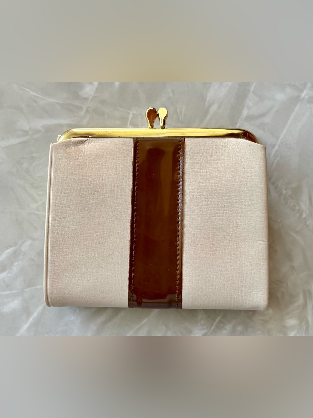 Rolfs 1967 Wallet with Brown Patent Stripe and Gold Accent In Original Box